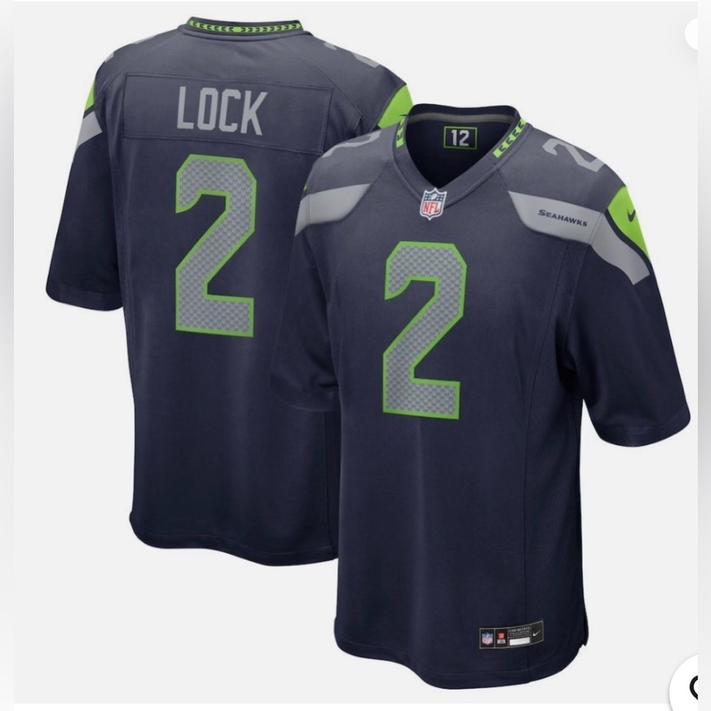 NFL Men’s Navy and Neon Green #2 Lock Jersey